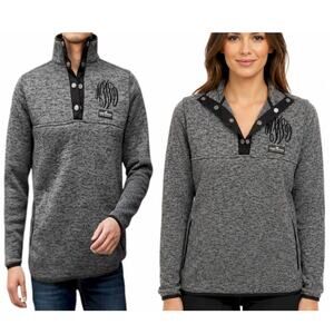 Simply Southern Sweater 1/4 Quarter Snap Button Knit Pullover Unisex M Gray